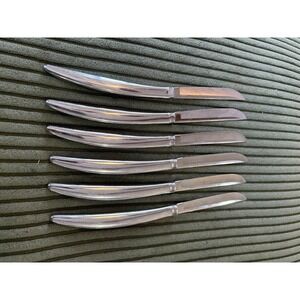 Saladmaster 400 Steak Knives Set of 6 Stainless Steel Made‎ in USA Curved Handle